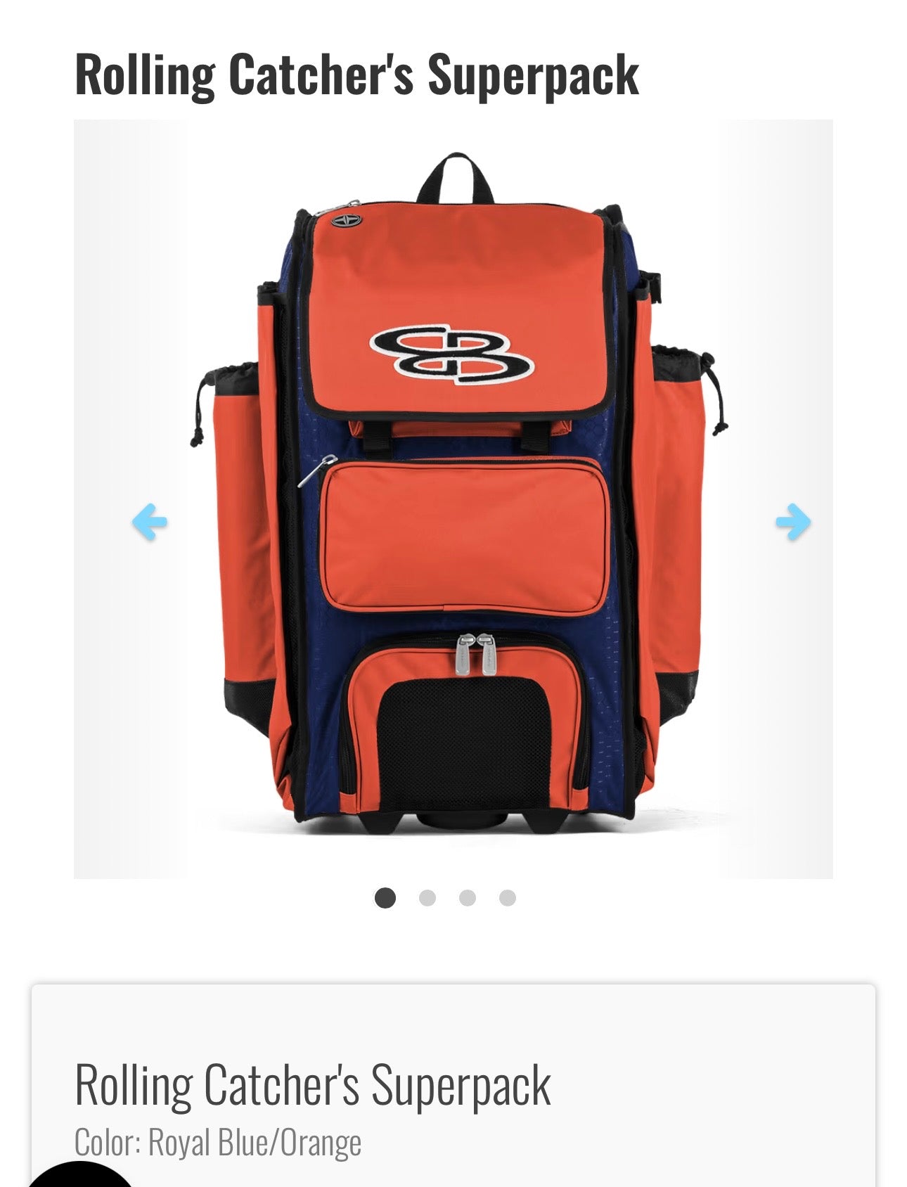Catcher’s SuperPack Rolling Bat Bag