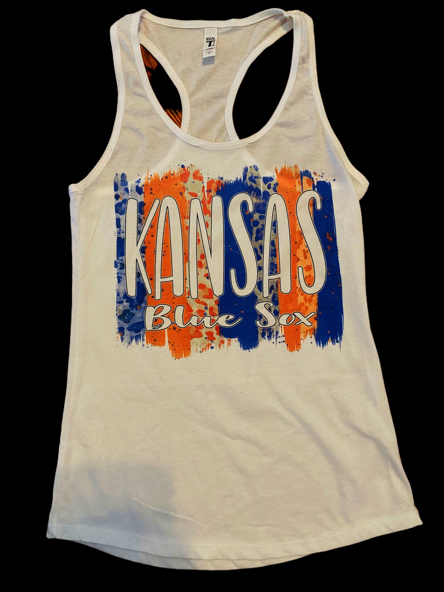 KBS Orange/Blue Glitter Ladies Racerback Tank